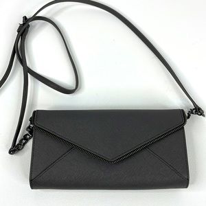 Rebecca Minkoff Cleo Wallet on Chain Charcoal Gray Black crossbody